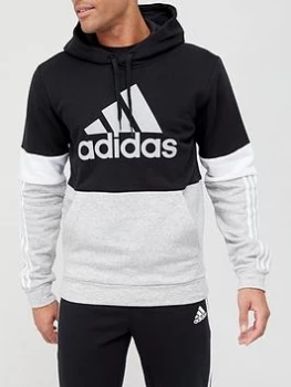 Image of adidas Colourblock Hoodie - Black/White, Size L, Men