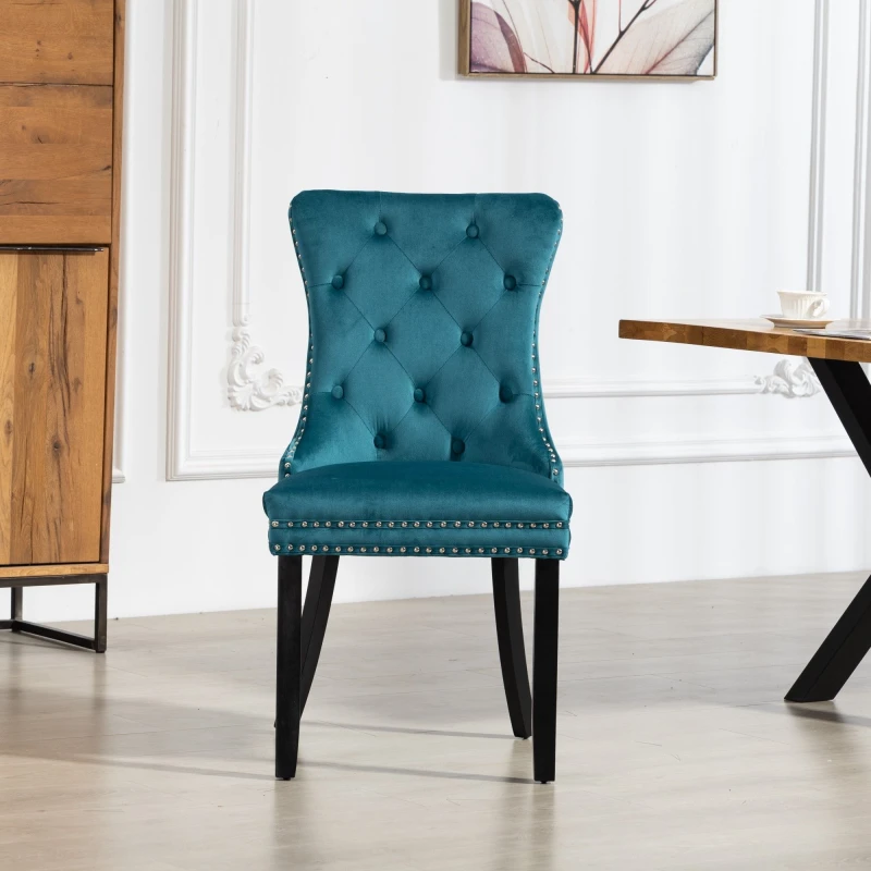 Image of Artemis Home Ceres Velvet Fabric Dining Chairs - Set of 2 in Teal Size: 2 Pack Teal Unisex 2 Pack