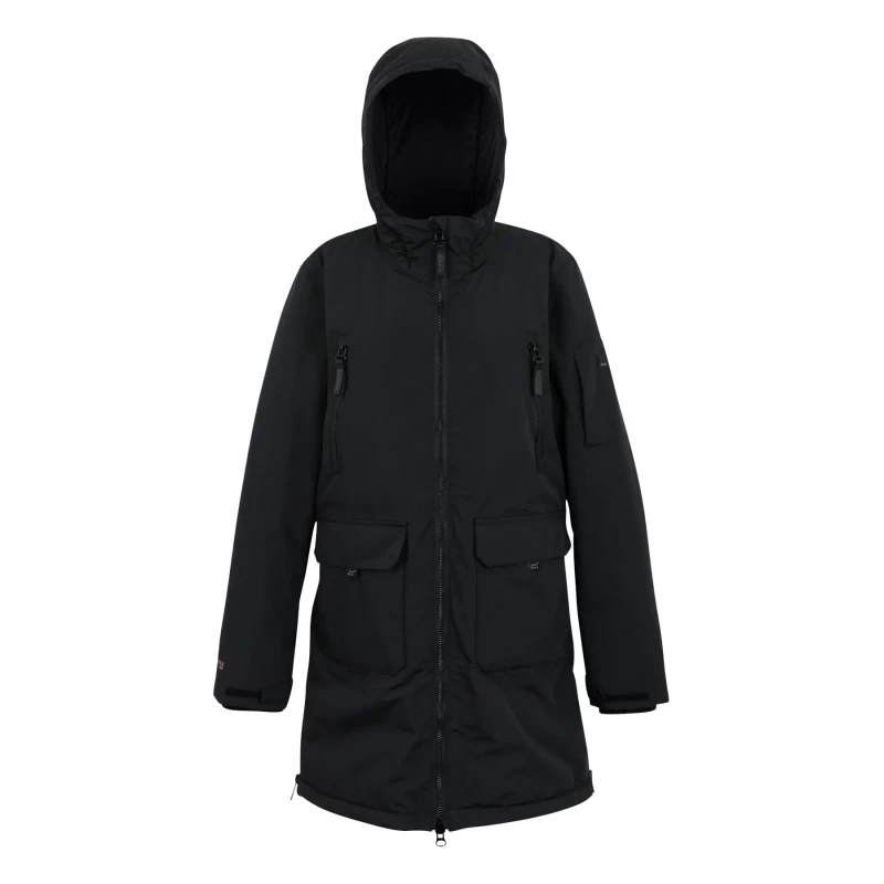 Image of Womens long waterproof jacket Regatta Gwynn Noir Female 38