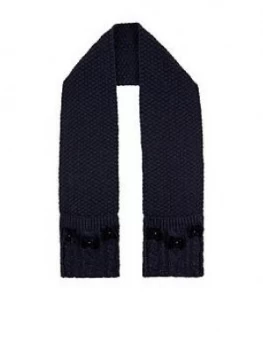 Image of Monsoon Girls Recycled Sparkle Velvet Bow Scarf - Navy