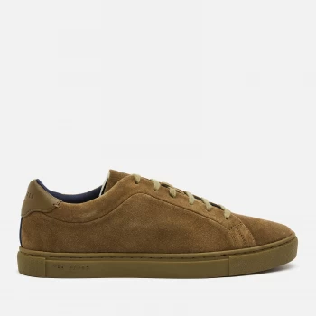 Image of Ted Baker Mens Triloba Suede Cupsole Trainers - Khaki - UK 9