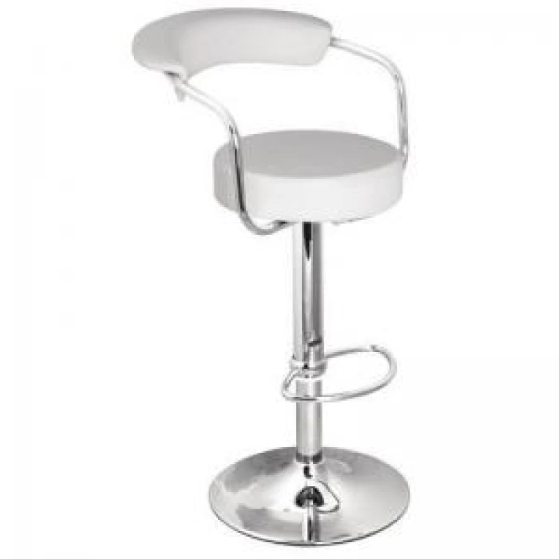 Image of Round Leather Bar Stools - White