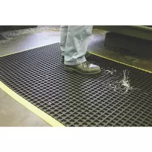 Image of COBAmat Workstation anti-fatigue matting, with yellow, tapered edges, LxW 1800 x 1200 mm