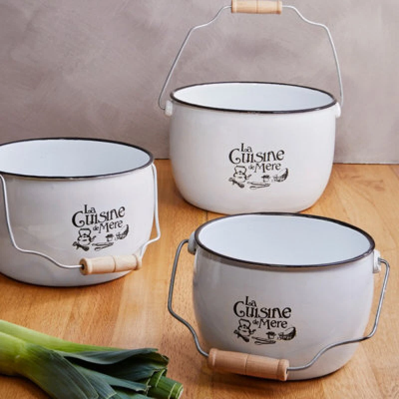 Image of Premier Housewares La Cuisine De Mere Set of 3 Storage Pots White