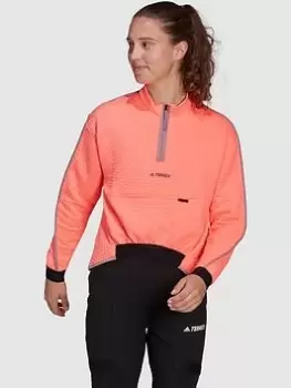 Image of adidas Hike Halfzip Sweat, Light Red, Size S, Women