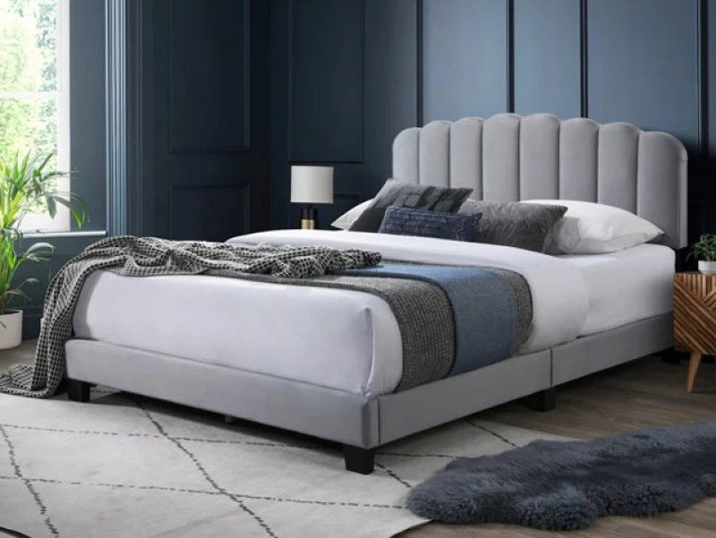 Image of Flintshire Hope Grey Fabric Bed Frame - 5ft King Size