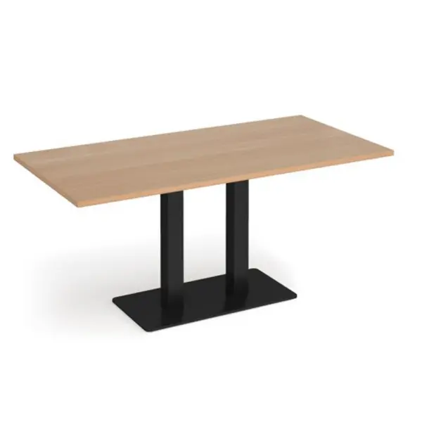 Image of Eros Eros rectangular dining table with flat Black rectangular base and twin uprights 1600mm x 800mm - beech EDR1600-K-B