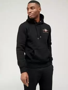 Image of GANT Medium Archive Shield Overhead Hoodie, Black, Size 4XL, Men