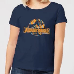 Image of Jurassic Park Logo Tropical Womens T-Shirt - Navy - L