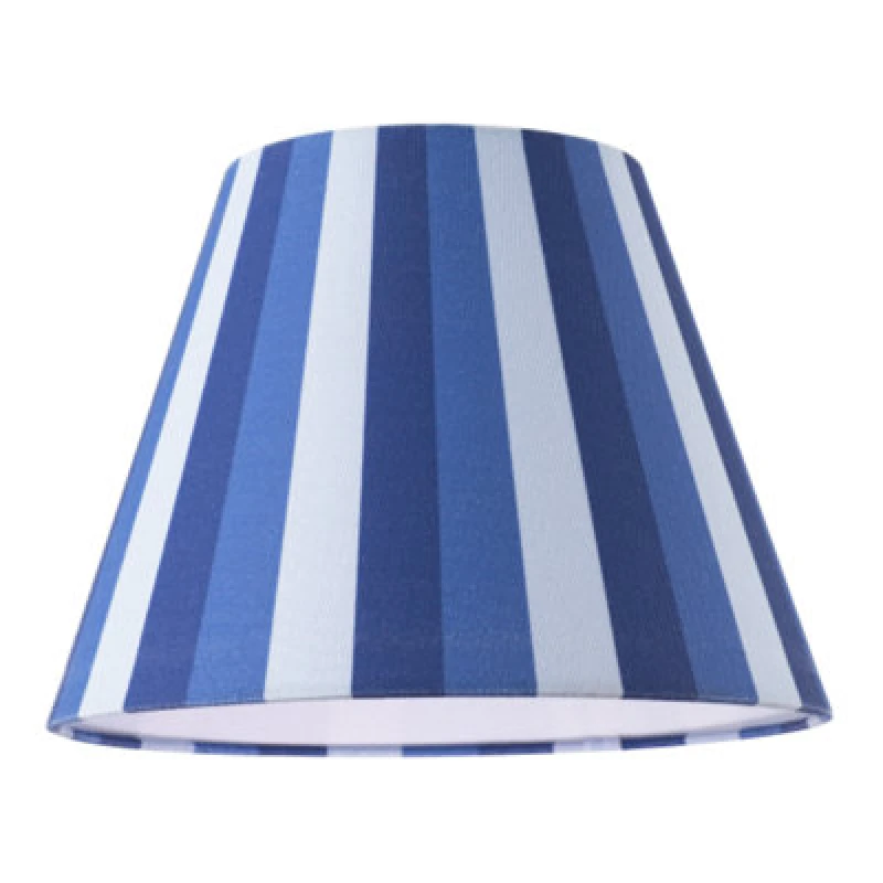 Image of Happy Homewares Multi Blue Tone Striped Linen Coolie Lamp Shade With Cotton Inner