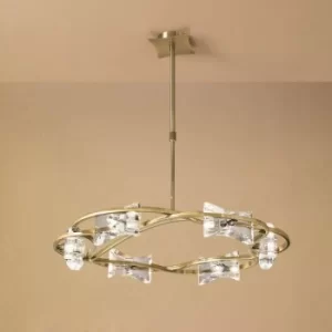 Image of Kromo telescopic pendant 6 bulbs G9 round, antique brass