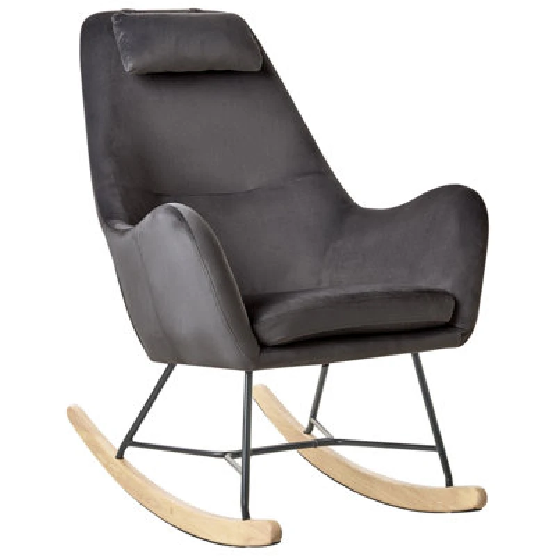 Image of Beliani Rocking Chair Arrie Velvet Dark Grey