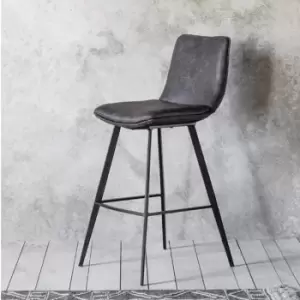 Image of Gallery Direct 2x Palmer Grey Leather Bar Stool