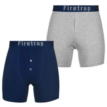 Image of Firetrap 2 Pack Boxers Mens - Sea/Grey Marl