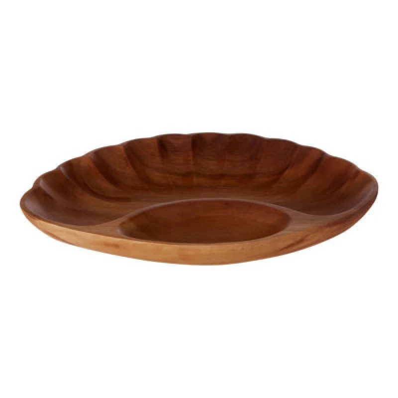 Image of Premier Housewares Kora 2 Compartment Clamshell Serving Dish Natural