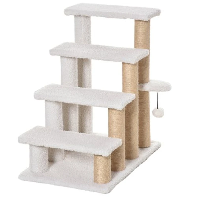 Image of Pawhut Pet Stair With 3-step Climb Ladder - White D06-093V01