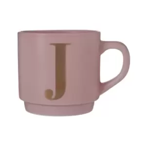 Image of Pink Porcelain J Alphabet Mug