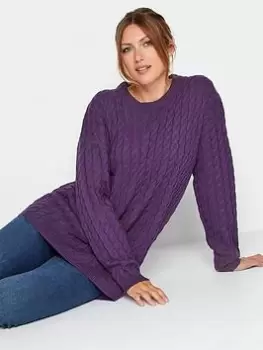 Image of Long Tall Sally Purple Cable Funnel Neck Jumper, Purple, Size 8-10, Women
