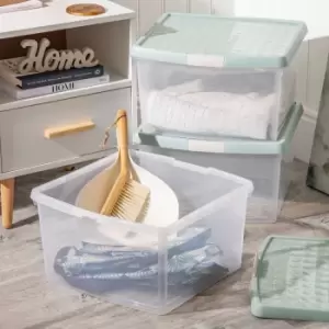 Image of Wham Set 3 Clip 25.5 Litre Square Box & Lid - Sage/Cream