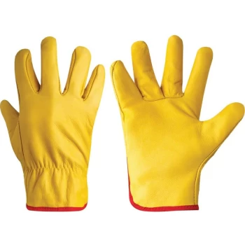 Image of Tuffsafe - Yellow Cowhide Lined Drivers Gloves Size-10