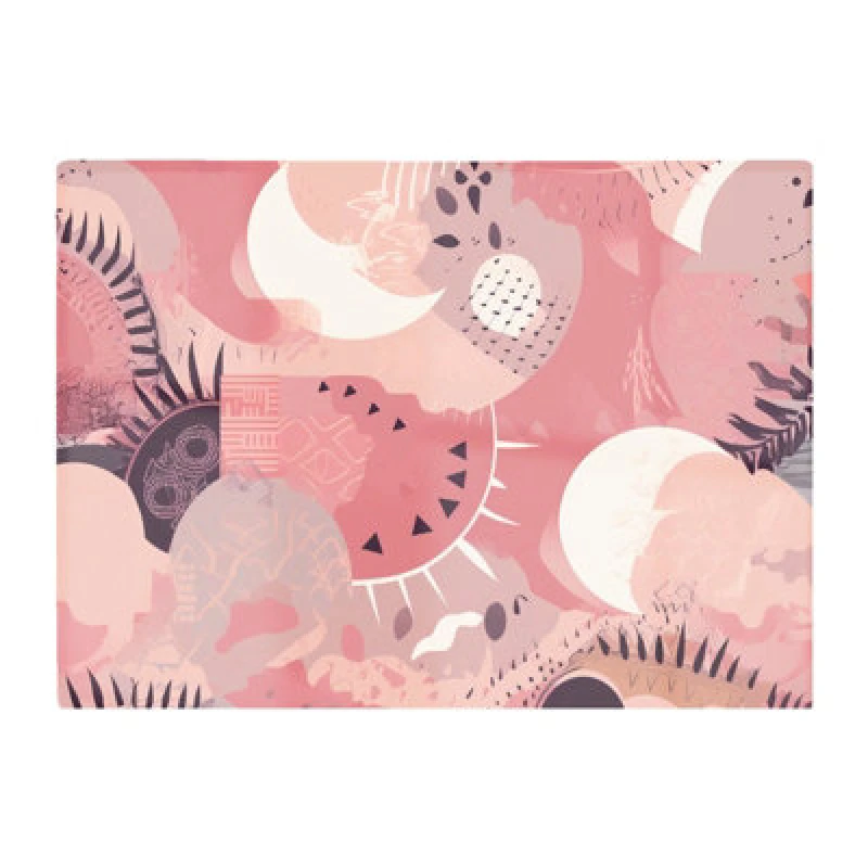 Image of Warren Reed Designer Abstract Pink White Glass Chopping Board