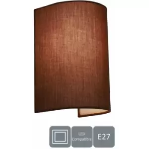 Image of Harperliving - harper living 1xE27/ES Wall Wash Light with Switch, Mocha Cylinder Fabric Shade, Suitable for LED Upgrade - Mocha