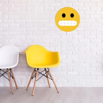 Image of Emoji - 4 Yellow Black White Decorative Wooden Wall Accessory