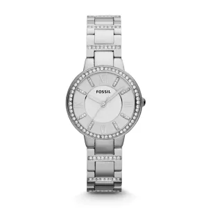 Image of Fossil Womens Virginia Stainless Steel Watch - Silver