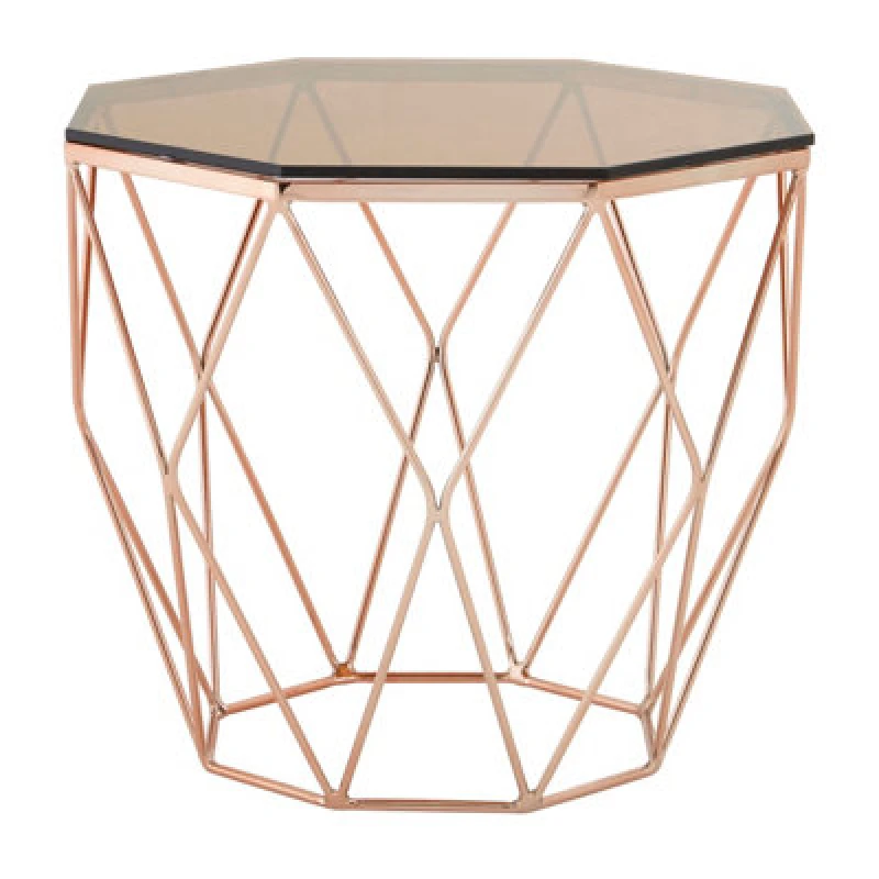 Image of Orsina Practical End Table With Rose Gold Base, Versatile Sitting Room Side Table, Stunning Lounge Room Table