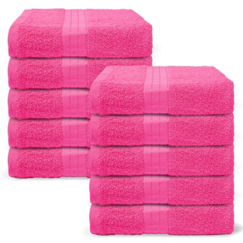 Image of OHS OHS 10 Pack of 100% Cotton Bathroom Bath Towel in Pink Pink Bath Towel Unisex 5027434228935