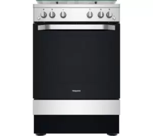 Image of Hotpoint HS67G2PMX/UK 60cm Gas Cooker - Inox & Silver, Black,Silver/Grey