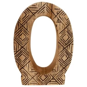 Image of Letter O Hand Carved Wooden Geometric