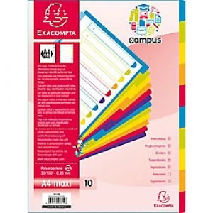 Image of Exacompta Dividers 3810E A4 Assorted 10 tabs plastic
