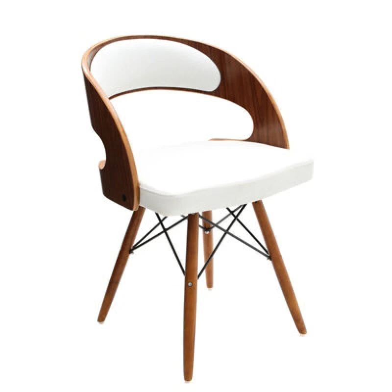 Image of Premier Housewares White Leather Effect Chair with Curved Back Natural unisex
