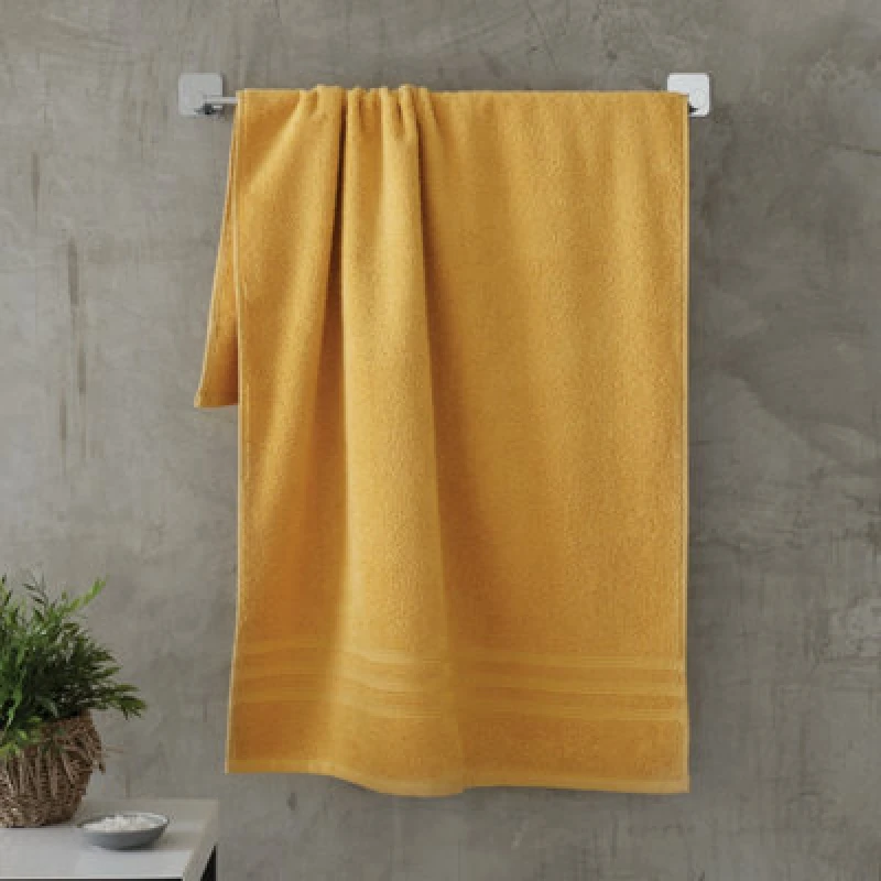 Image of Catherine Lansfield Catherine Lansfield 'Zero Twist' Bath Sheet in Yellow Yellow Bath Sheet Unisex 5057681028699
