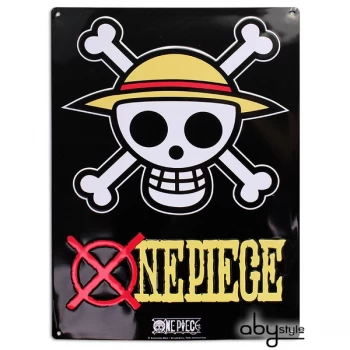 Image of One Piece - Skull - Luffy (28 x 38cm) With Hook Metal Plate