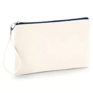 Image of Westford Mill Canvas Wristlet Pouch (26 x 17cm) (Natural/Navy)