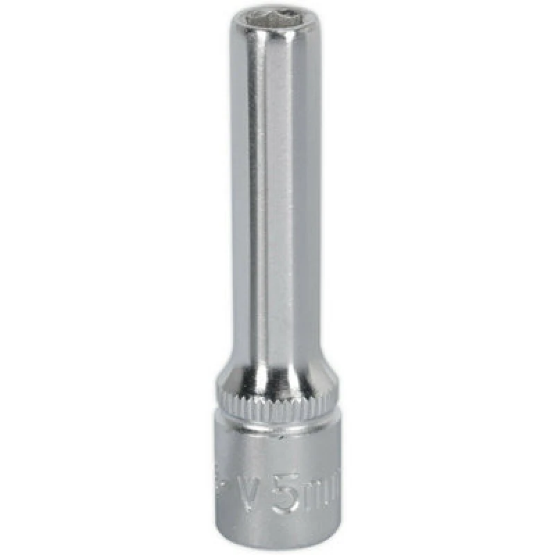 Image of Loops 5mm Forged Steel Deep Drive Socket - 1/4" Square Drive Chrome Vanadium Socket Metallics