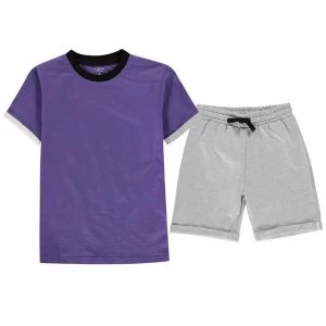 Image of Crafted Shorts Set Junior Boys - Grey/Purple