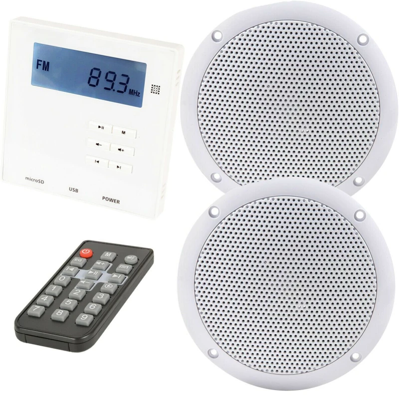 Image of Loops Wall Mounted Micro Bluetooth Amplifier & 2 Ceiling Speaker Kit Stereo HiFi Music Multi unisex