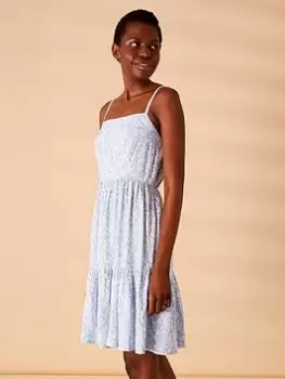 Image of Accessorize Ditsy Mini Dress, Blue, Size S, Women