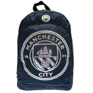 Image of Manchester City FC Crest Backpack (One Size) (Navy/Silver)