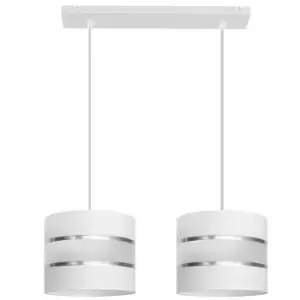 Image of Helen Straight Bar Pendant Ceiling Light White, Silver 45cm