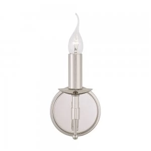 Image of 1 Light Indoor Candle Wall Light Polished Nickel Plate, E14