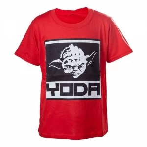 Image of Star Wars Kids Boys Yoda Framed Closeup 110/116 Red T-Shirt