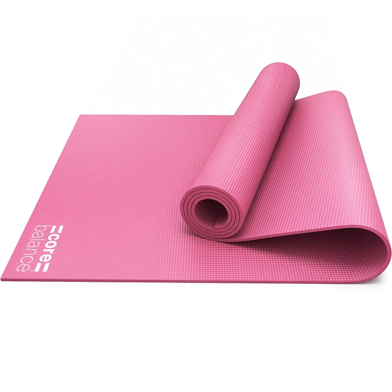 Image of Core Balance Yoga Exercise Mat Foam 6mm Non Slip Pilates Gym Fitness Roll Up Carry Strap Pink