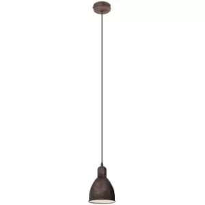 Image of Priddy Dome Pendant Ceiling Light Copper-Coloured Antique - Eglo