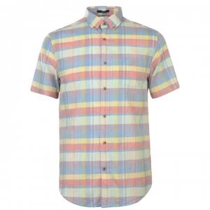 Image of Gant Gant Short Sleeved Mul Mdras Shirt - Blue 420