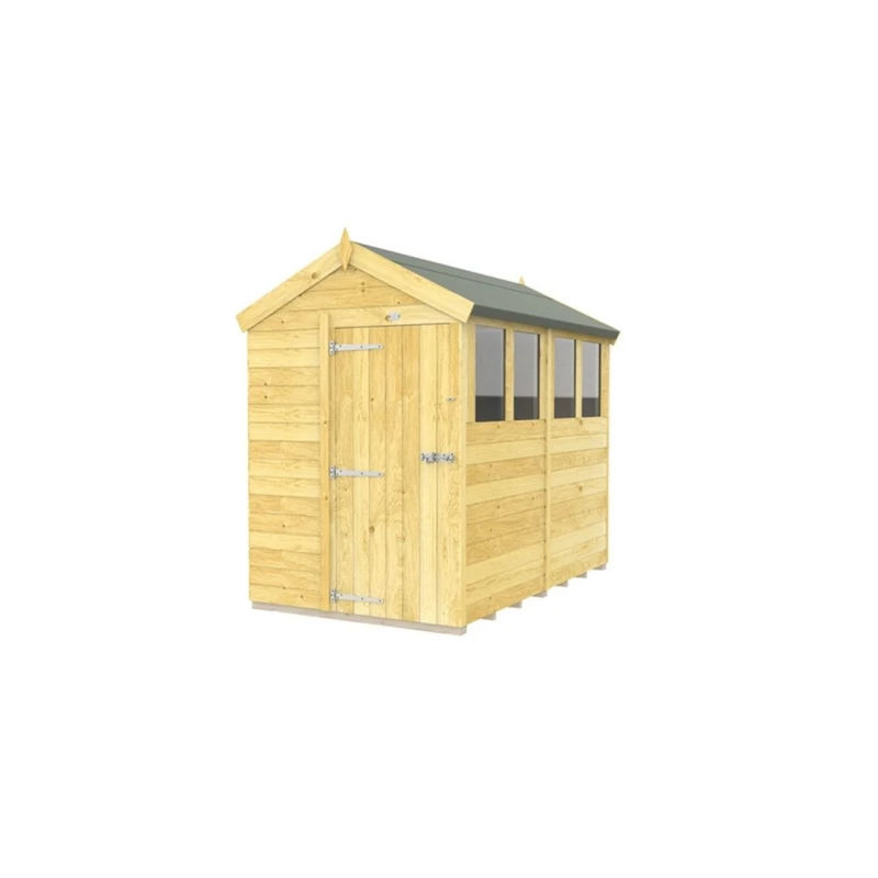 Image of Buttercup Farm 5 x 8 Feet Apex Shed - Single Door W/ Windows - L243 x W147 x H217cm in Brown Brown Unisex