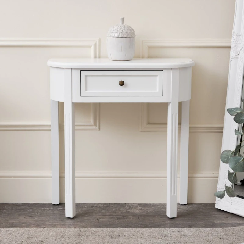 Image of Melody Maison White Half Moon Table - Daventry White Range White